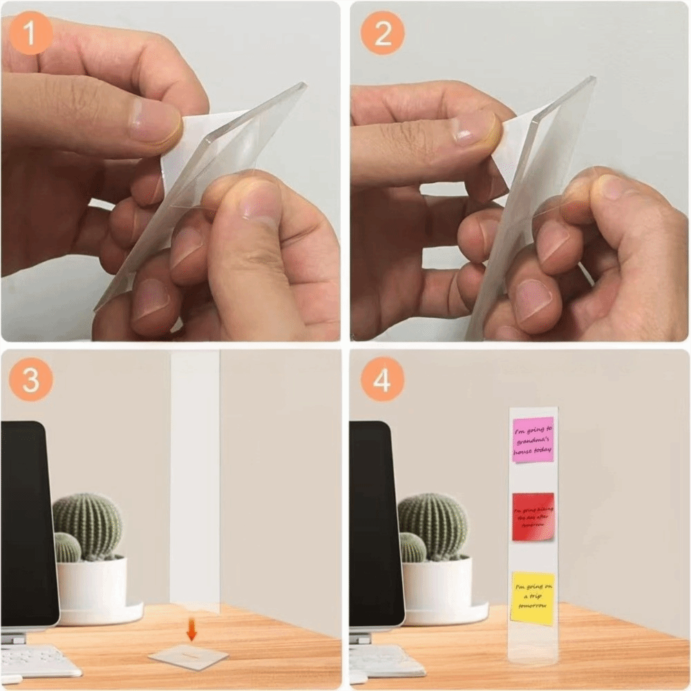 Sticky Memo Holder - Acryl-Memo-Nachrichtentafel, abnehmbarer, transparenter Haftnotizhalter, vertikaler Notiz-Display-Organizer