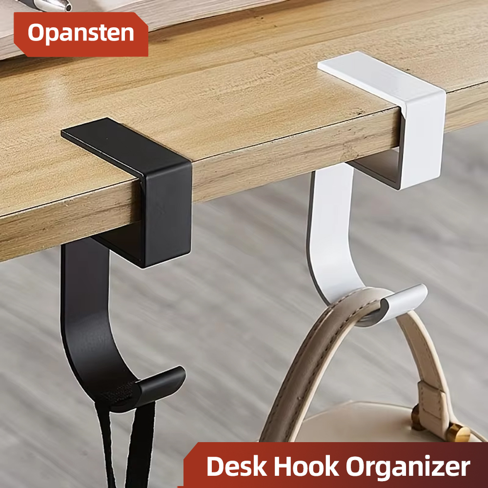 Desk Setup Black And White - Aluminium-Schreibtischhaken-Organizer mit Rutschfestem Design, Elegantes Schwarz-Weiß